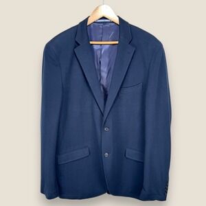 Cortefiel Tailored Fit Blazer Sport Coat Men 44R 2XL Navy Blue Viscose Polyester